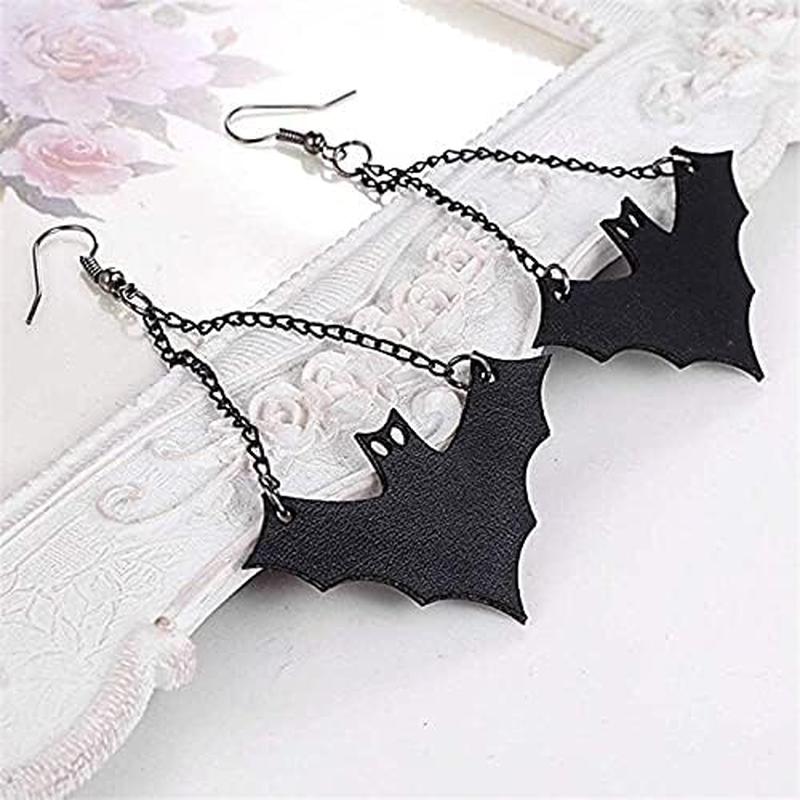 Gothic Bat Earrings Halloween Accessories for Women Girls - Drop Earrings for Halloween Party Cosplay Costumes image number 4
