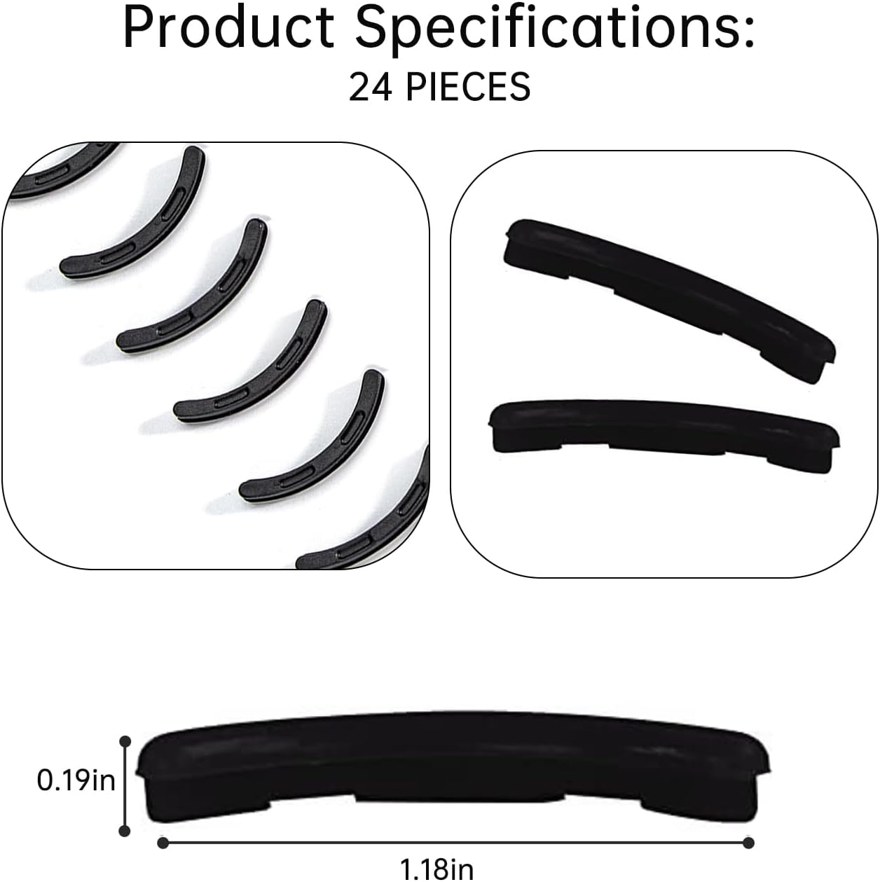 Eyelash Curler Refills Compatible with Shu Uemura,Eyelash Curler Pads 24Pcs,Silicone Lash Curler Refill Pads Compatible with Shu Uemura (Black) - Black image number 3