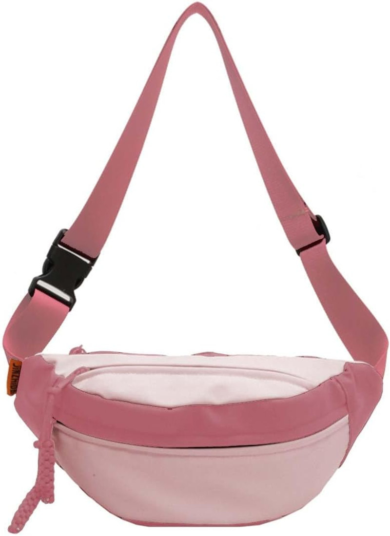 Men and Women'S Oxford Belt Bag Shoulder Bag with Adjustable Shoulder Strap and Zipper Pockets for School and Travel - Pink image number 4