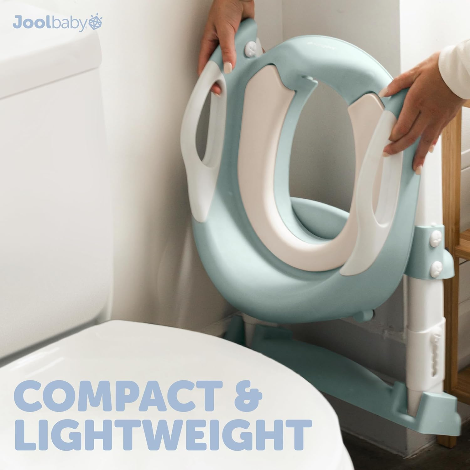 Jool Baby Potty Training Seat with 2 Step Ladder for Toddlers - Soft Cushioned Seat & Splash Guard, Adjustable Height (Aqua) image number 5