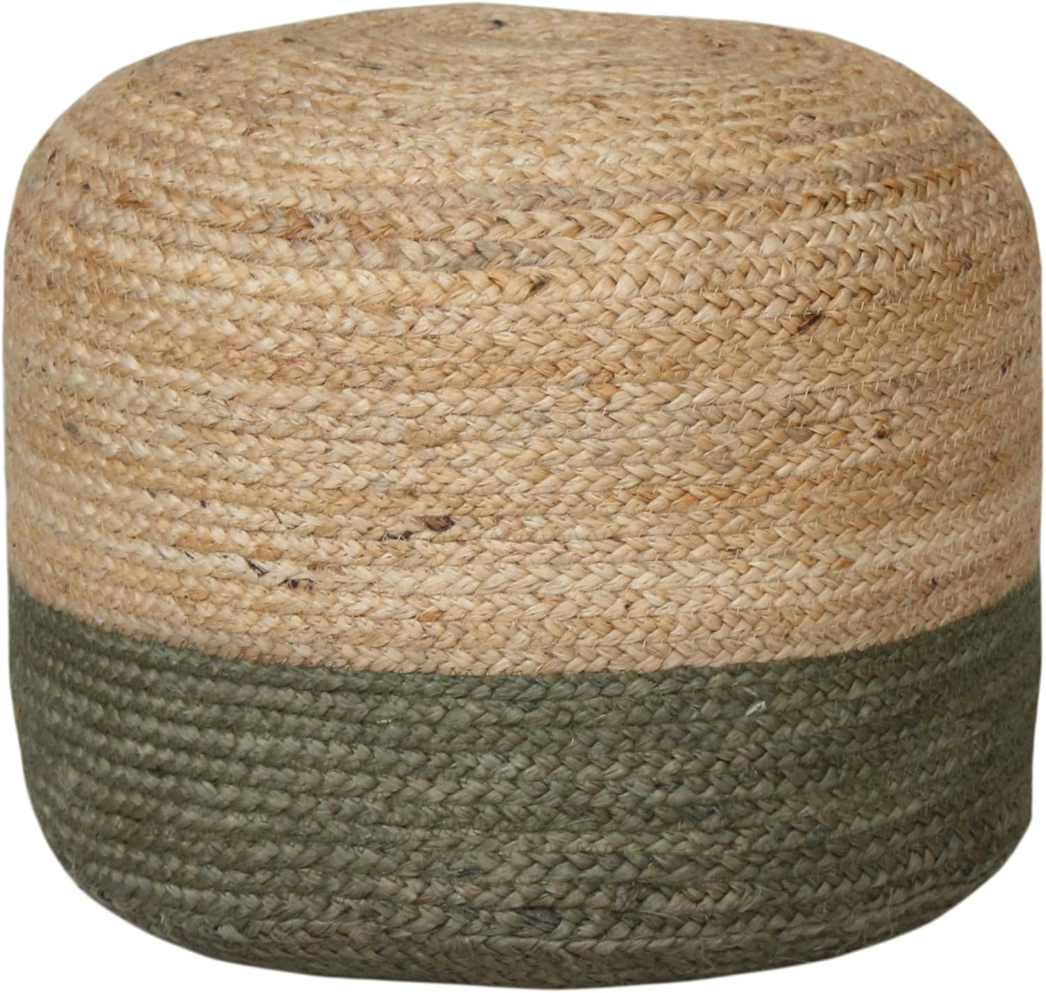 La'Grace Home Ombre Hand Braided Jute Cotton Pouf Ottoman, Jute Olive image number 4