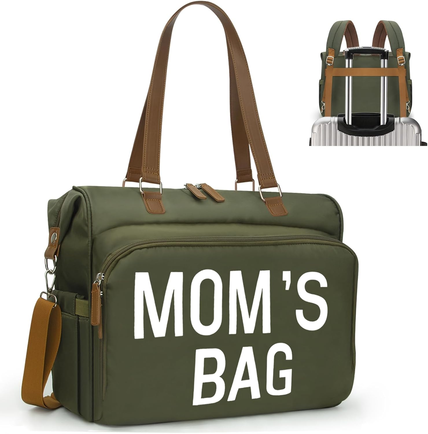 Pripher Diaper Bag Backpack, Large Capacity Nappy Changing Backpack Multi-Functional Travel Backpack with Stroller Straps, Waterproof and Stylish Nappy Bag - A1-White image number 3