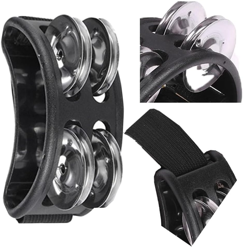 2 Pcs Foot ，Shaking Tambourine with Jingles Foot Percussion Musical Instrument Tambourine,Foot Shaker Foot Jingle-Singers, Bands, Musicians, Ect, Black