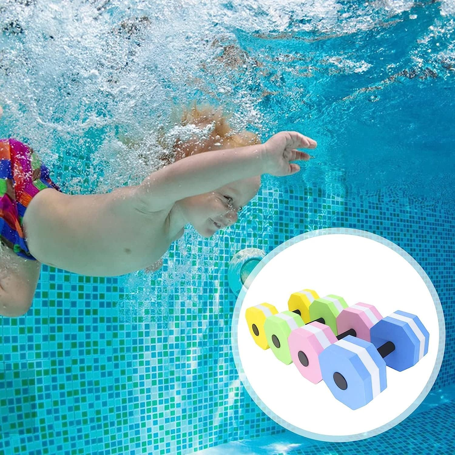 Aquatic Dumbbells,2 PCS Sports Aquatic Exercise Dumbbells Aqua Fitness Barbells Exercise Hand Bars Water Aerobics Workouts Lightweight Resistance Aquatic Dumbbell Pool Barbells for Swimming image number 4