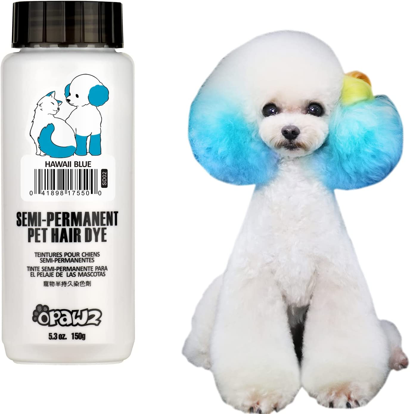 OPAWZ Semi-Permanent Dog Hair Dye, Food-Grade Pigment Dog Dye, Non-Toxic Pet Hair Dye for Dogs, Cats and All Pets Can Be Bathed (Flash Yellow)