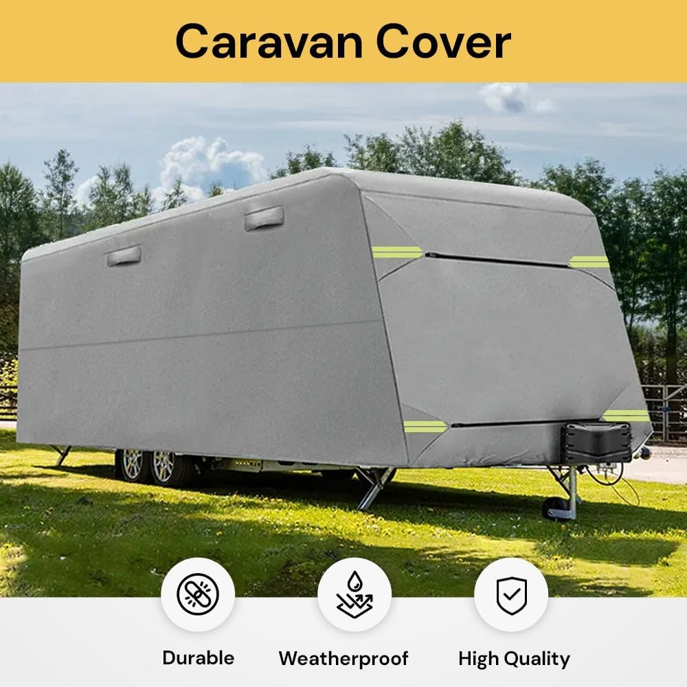 EZONEDEAL Travel Trailer Heavy Duty RV Caravan Cover 20"-22' Waterproof Windproof Uv-Resistant Camper Cover,Camping,Trailer Camper Cover, Travel Cover with Storage Bag for Hiking Garden Accessory image number 1