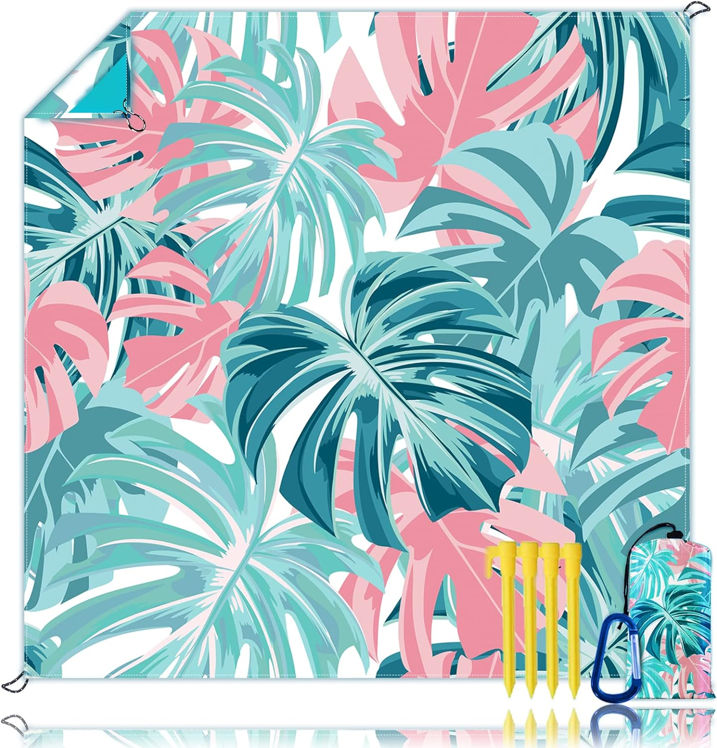 Beach Blanket Sandproof, Waterproof Beach Mat Oversized 79 X 83 Inch for 4-6 Adults, Lightweight Beach Blanket for Outdoor Travel Camping Hiking