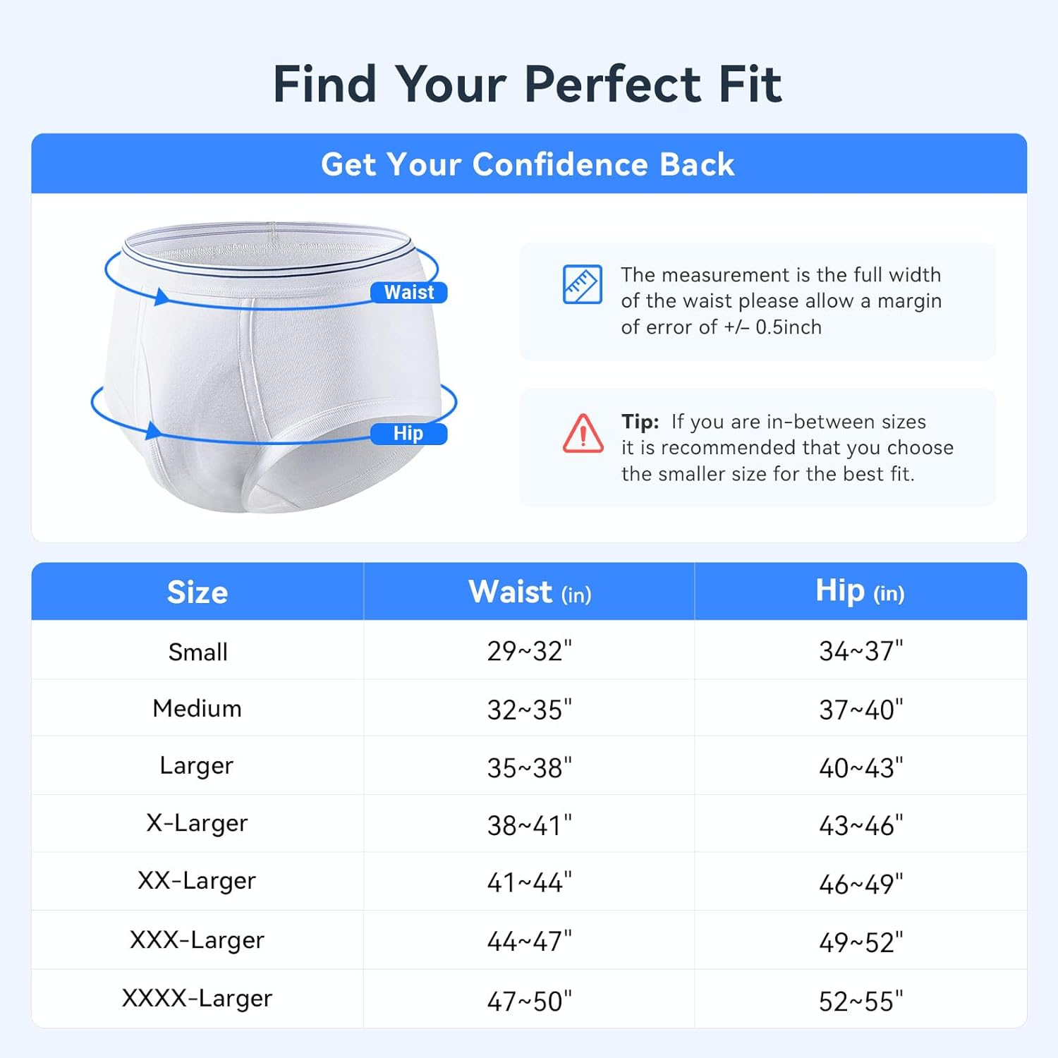 Mens Incontinence Briefs 3-Packs Men&rsquo;S Incontinence Underwear Cotton Washable Reusable Incontinence Underwear for Men (S) image number 4