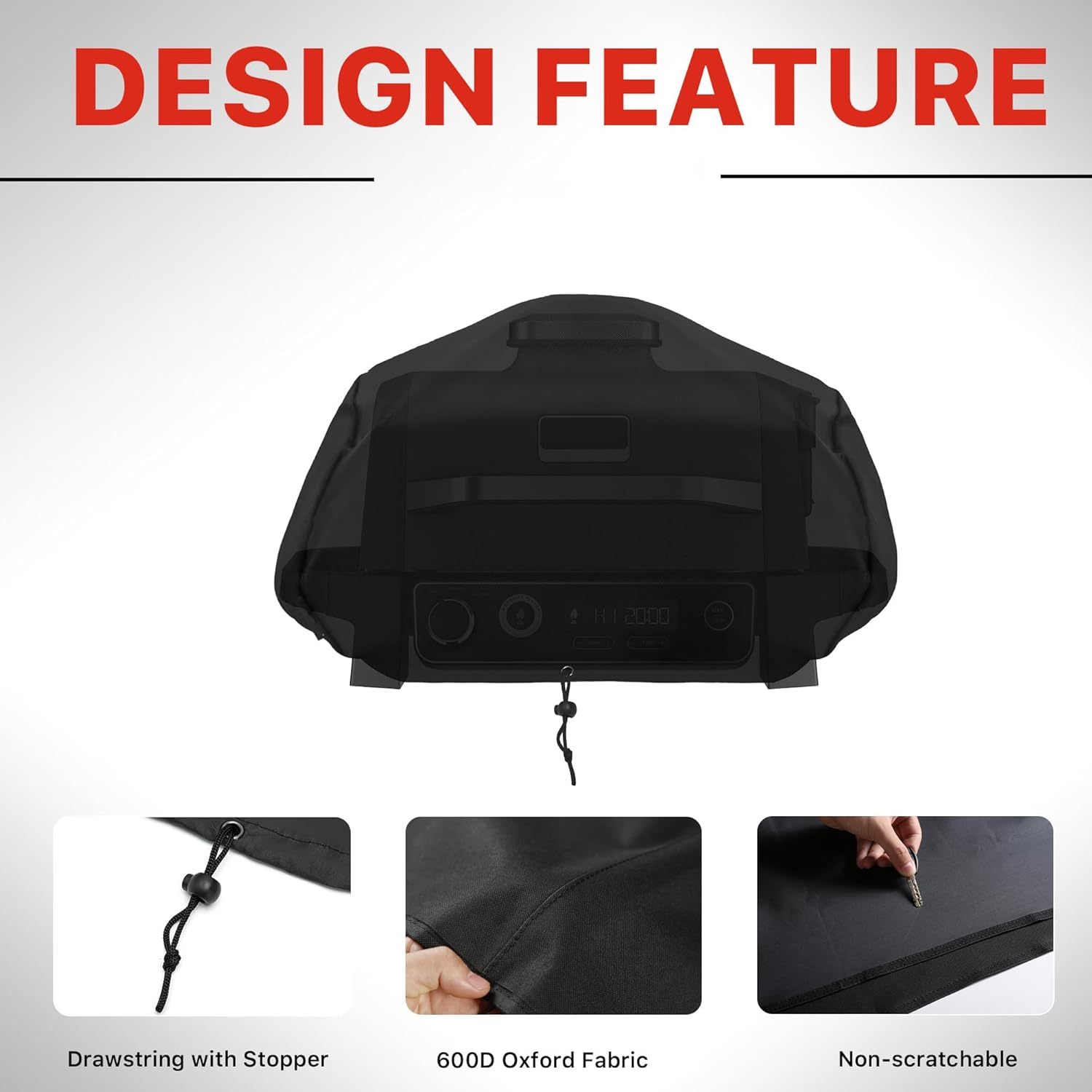 Grill Cover for Ninja OG700 Series Outdoor Grill, Heavy Duty Woodfire BBQ Grill Accessories, Waterproof Grill Cover Cpmpatible with Ninja Smoker Grill OG701 & OG751 Series Etc image number 2