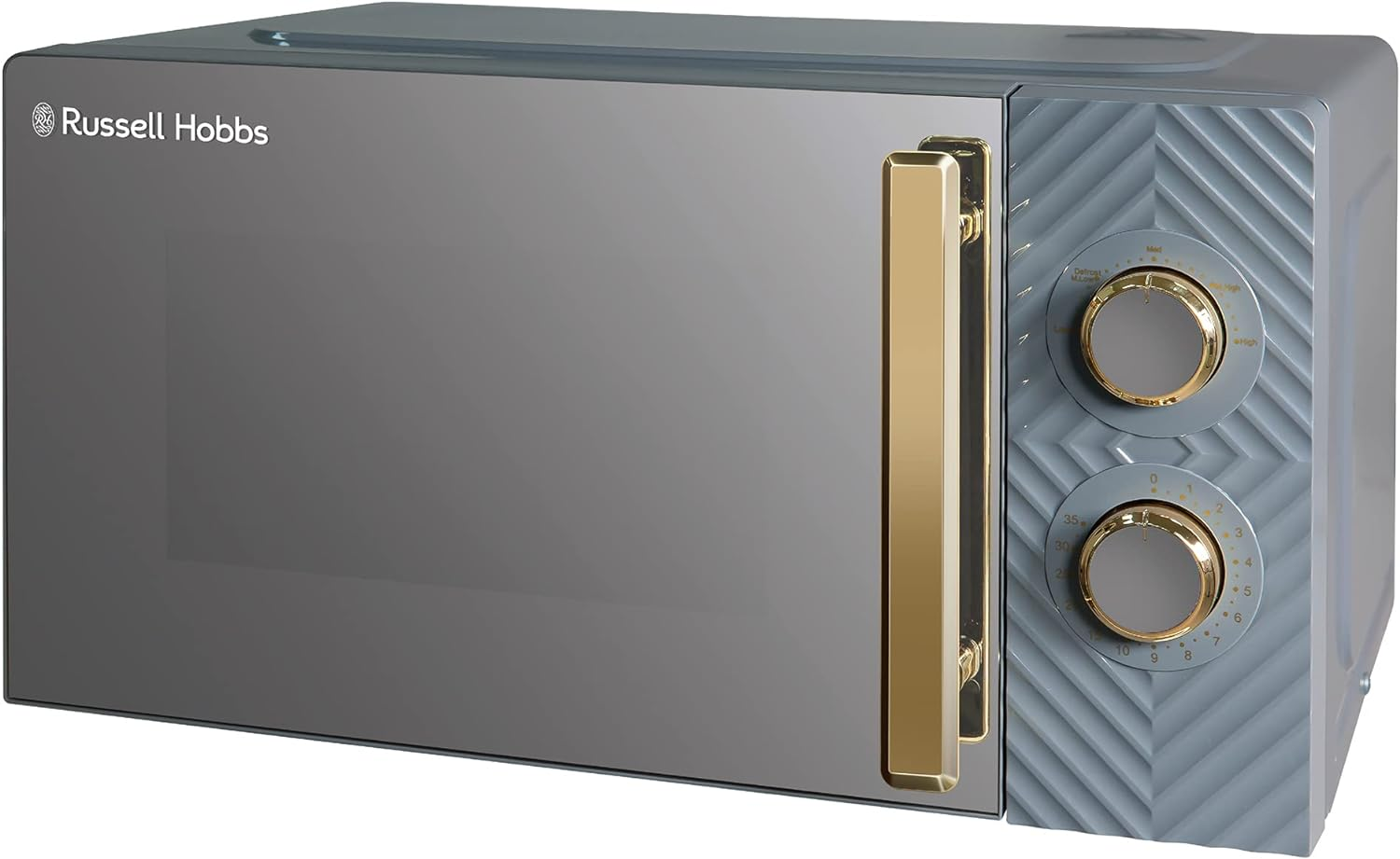 Russell Hobbs 17 Litre 700W White Solo Manual Microwave with Groove Design, 5 Power Levels, Integrated Timer and Defrost Function, Easy Clean RHMM723