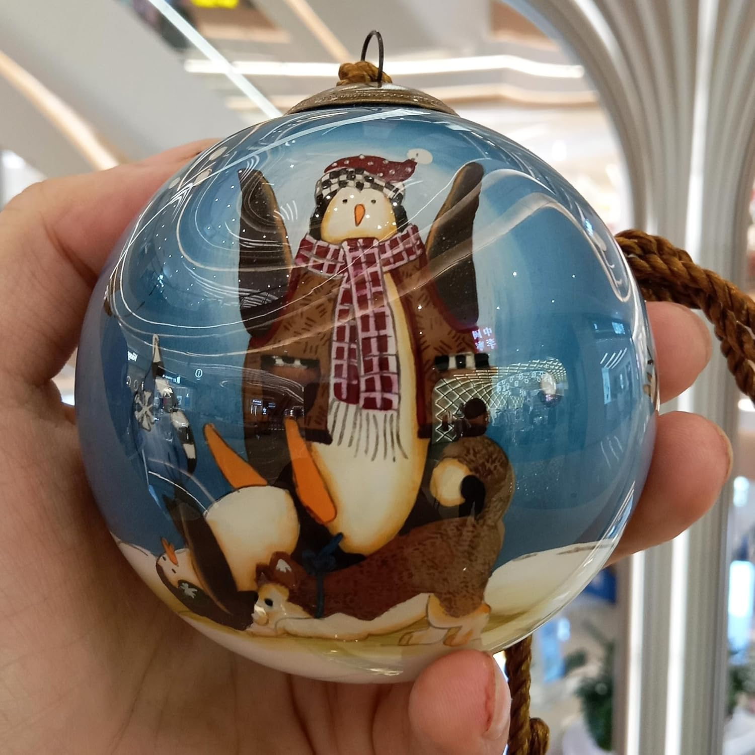 Penguin & Dog - Hand Painted inside Glass Ornament with Gift Box by Libien 丨Collectible丨Holiday Celebrations 2025 Decor for Thanksgiving, Christmas,New Year image number 5