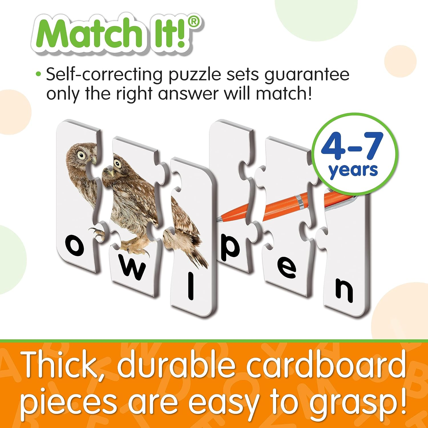 The Learning Journey: Match It! - 3 Letter Words - 20 Self-Correcting Reading & Spelling Puzzles with Matching Images, Multicolor