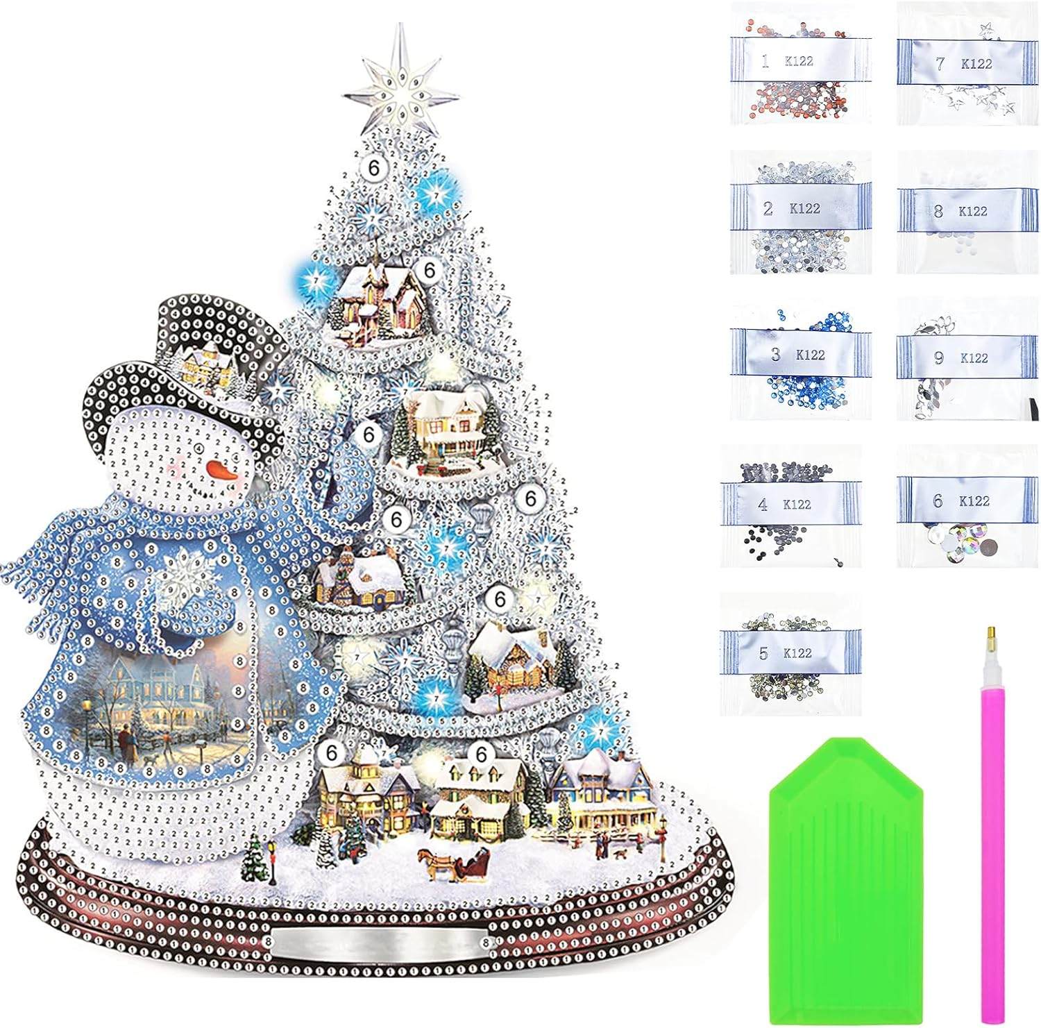 Christmas Diamond Painting Kits Special Shaped Rhinestones Winter 5D Diamond Dots Painting for Adolescents, Christmas Tree Diamond Painting Tabletop Ornaments Kit Christmas Decor DIY Crafts image number 4