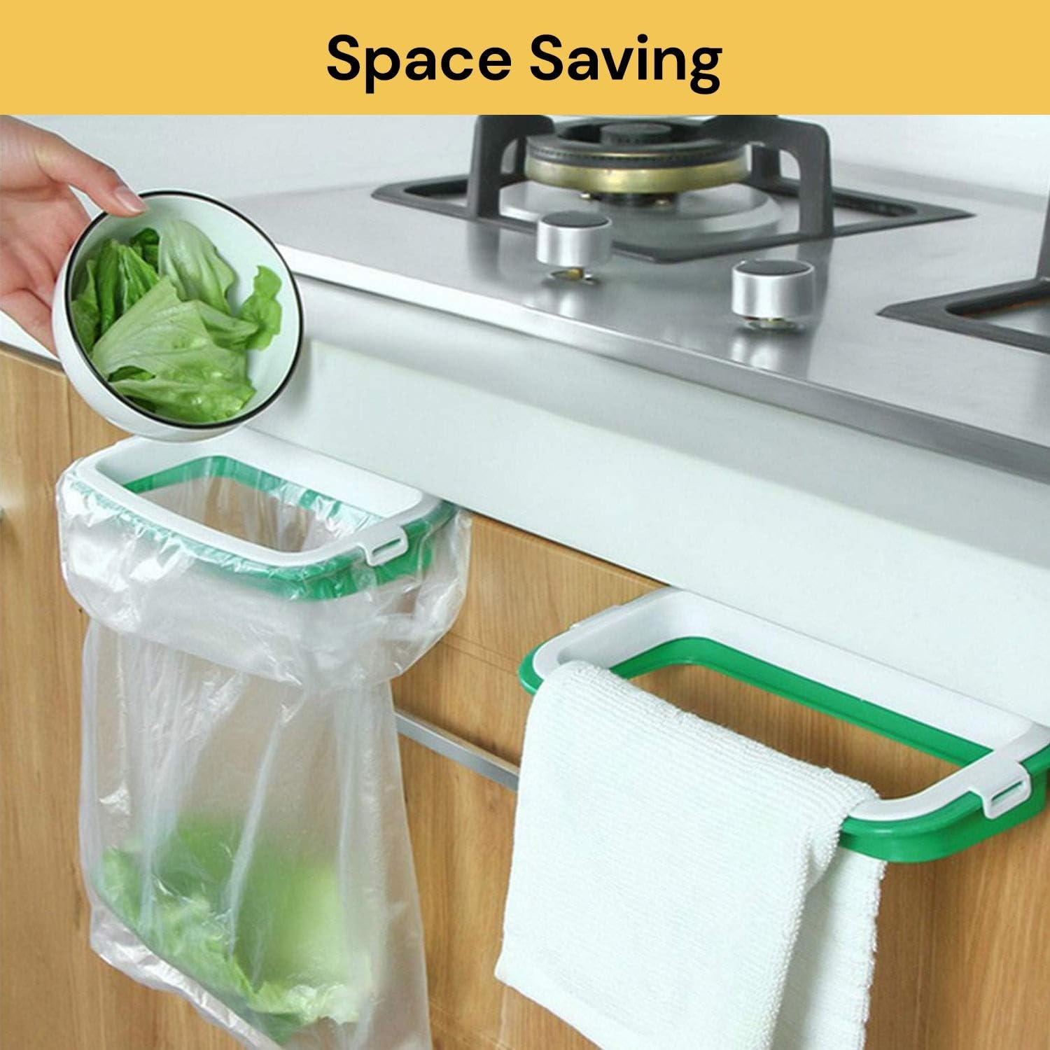 Hanging Trash Garbage Bag Holder Door Back Style Stand Trash Garbage Bags Storage Rack for Kitchen Cupboard,Rv image number 2