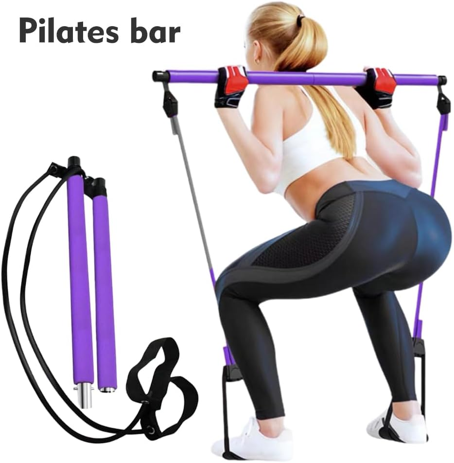 Pilates Bar Kit with Resistance Bands,Home Gym, Workout Kit for Body Toning, Multifunctional Pilates Bar for Women & Men,Yoga Fitness,Workout Equipment for Legs, Hip, Waist image number 1
