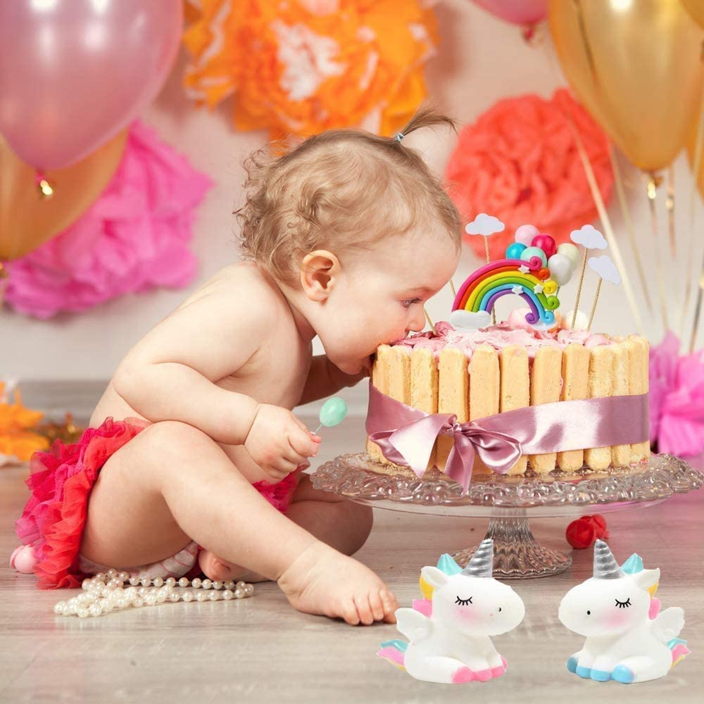 15 Pcs Unicorn Cake Toppers Cloud Rainbow Star Balloon Cupcake Topper Kit Cake Decorations Stand up Wafer for Girls Women'S Birthday Wedding Baby Shower Unicorn Party Decorations image number 5