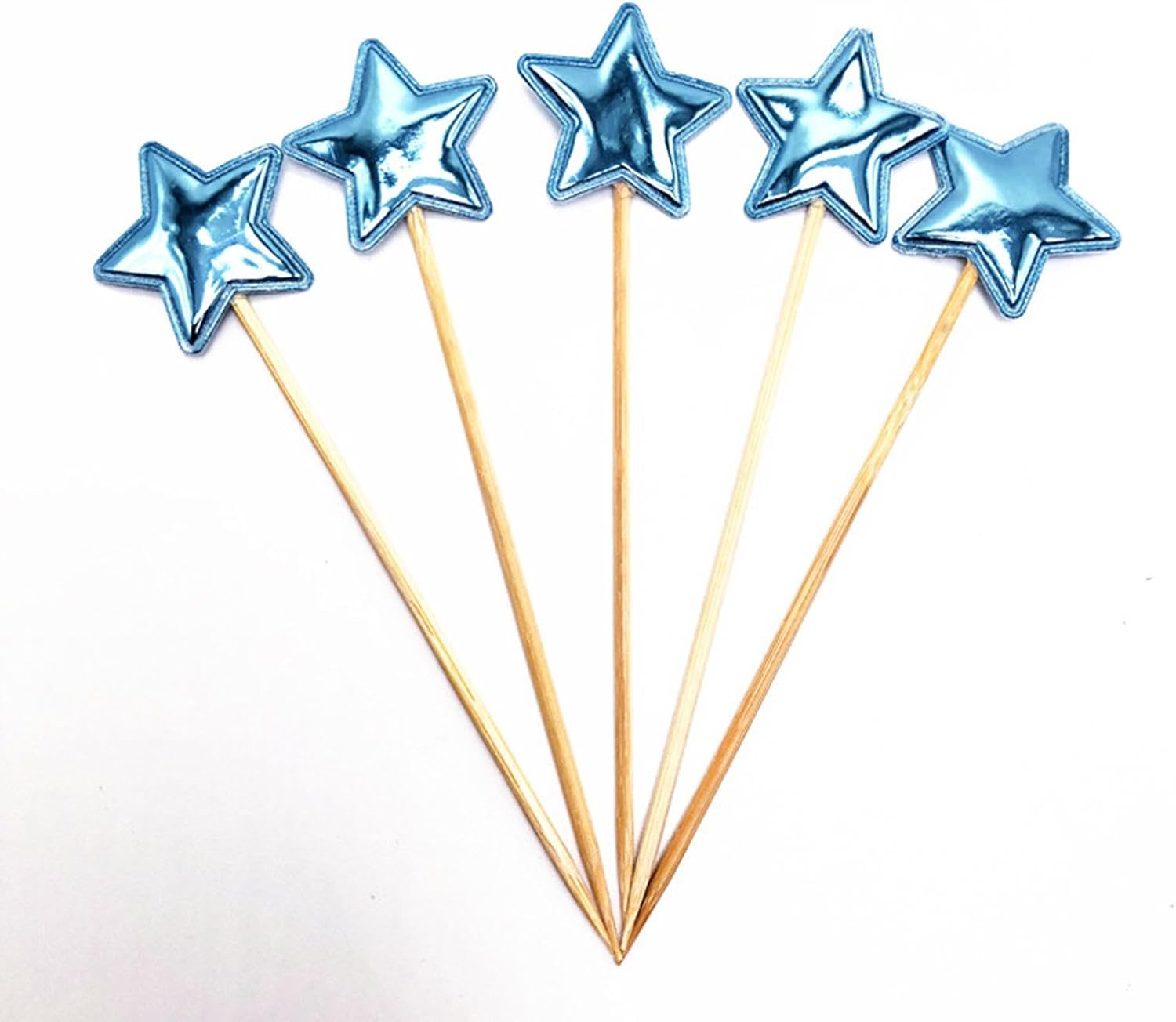 Glitter Star Cake Toppers - 5X Birthday Cake Toppers for Boys | Glitter Cupcake Baking Food Decor Picks for Boys Girls Holiday Cake Deliver Love image number 3