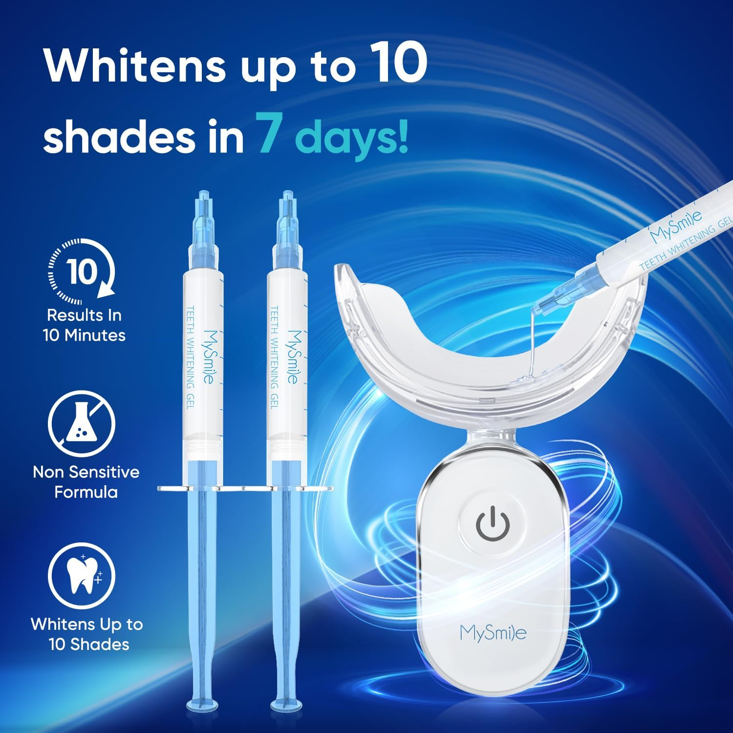 Mysmile 30 Treatments Teeth Whitening Kit with LED Light for Sensitive Teeth, 3Pcs Enamel Safe Teeth Whitening Gel,10 Fast Fast Remove 20 Years of Stains, Whitening Tooth Care Oral Bright Smile Alternative Teeth Whitening Strips image number 5