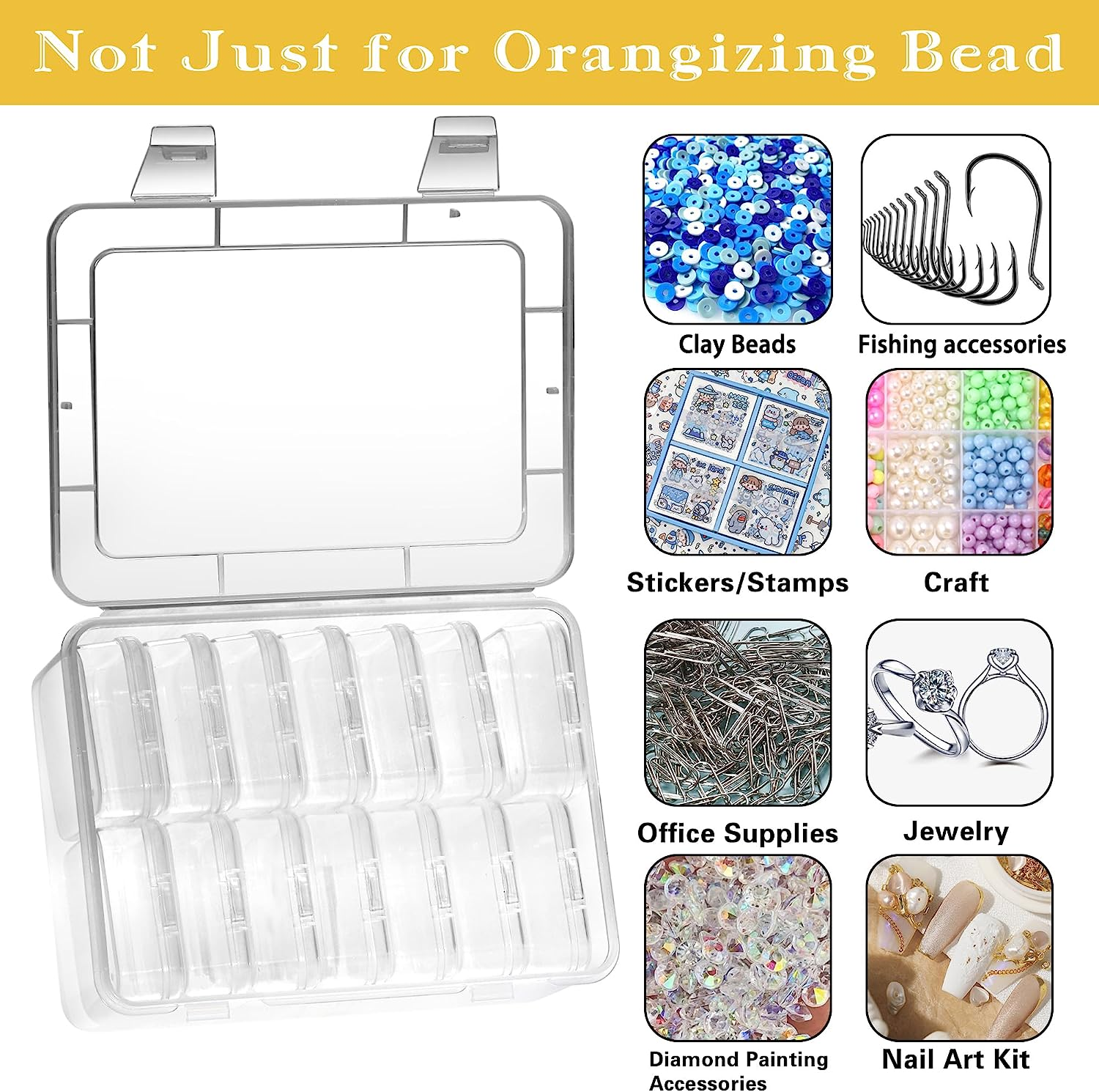 Mathtoxyz Small Bead Organizers, 30 Pieces Plastic Storage Cases Mini Clear Bead Storage Containers Transparent Boxes with Hinged Lid and Rectangle Clear Craft Supply Case image number 2