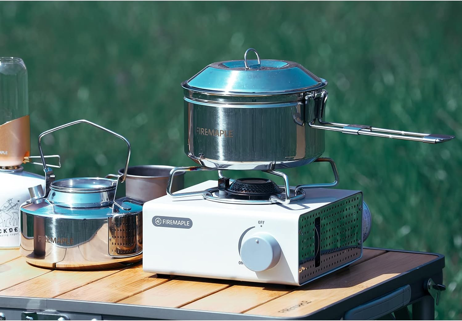 Fire-Maple 1.0L Stainless Steel Camping Kettle and 1.0L Cooking Pot Set, 3-Piece Cookware Set for Backpacking, Camping, Fishing, Bushcraft, Stovetop, Open Fire - 1.5 Litre Stainless Steel image number 7