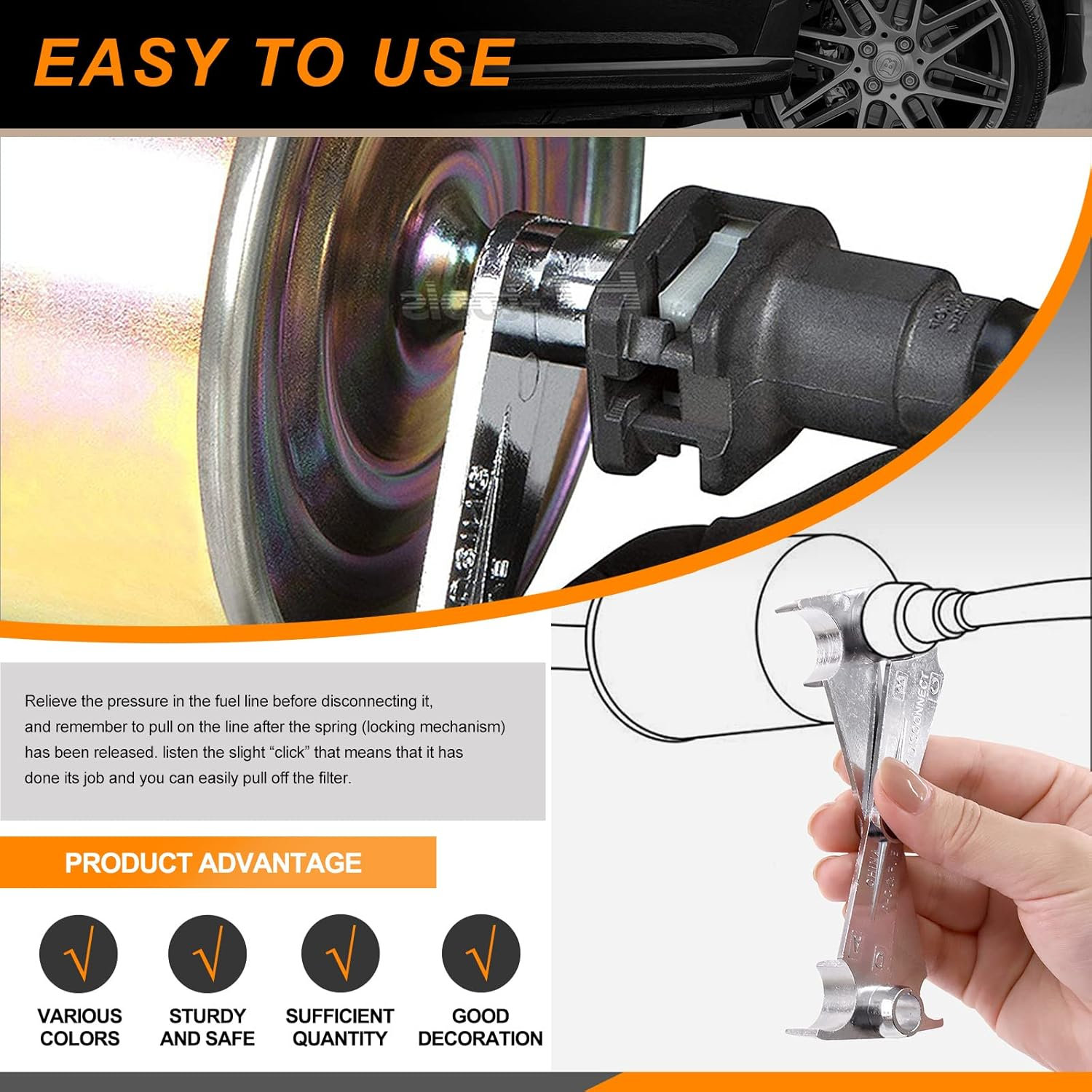 2Pcs Fuel Line Disconnect Scissor Tool Transmission Line Disconnect Tool Fuel Filter Tool for Quick Disconnection Auto Fuel A/C Line Vehicles 3/8&rdquo; 5/16&rdquo; and 3/8&rdquo; 5/8&rdquo; 1/2&rdquo; 3/4&rdquo; image number 6