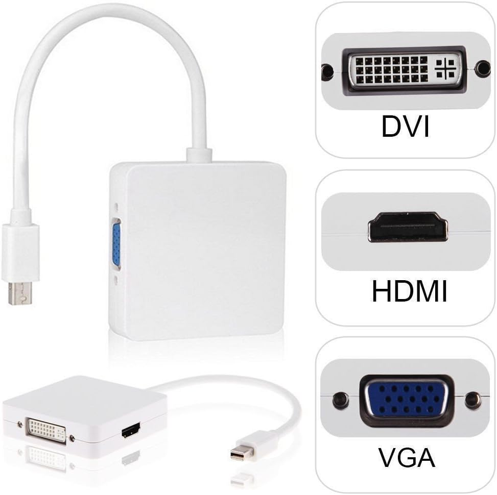 ELASO 3In1 Mini Display Port to HDMI DVI VGA Adapter Compatible with Macbook Pro Air Retina Imac Microsoft Surface Book Pro 1 2 3 4 5 6 image number 1