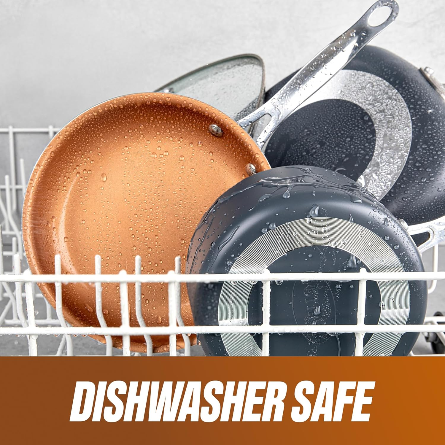 Gotham Steel Pots and Pans Set 12 Piece Cookware Set with Ultra Nonstick Ceramic Coating by Chef Daniel Green, 100% PFOA Free, Stay Cool Handles, Metal Utensil & Dishwasher Safe - 2020 Edition image number 4