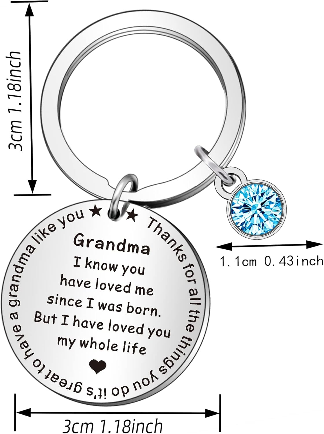 Grandma Keyring Gifts from Grandson Granddaughter Babysitter Gifts Grandma Appreciation Gifts Thank You Gifts Keyring for Grandma Grandma Christmas Birthday Thanksgiving Gifts, Silver, One Size