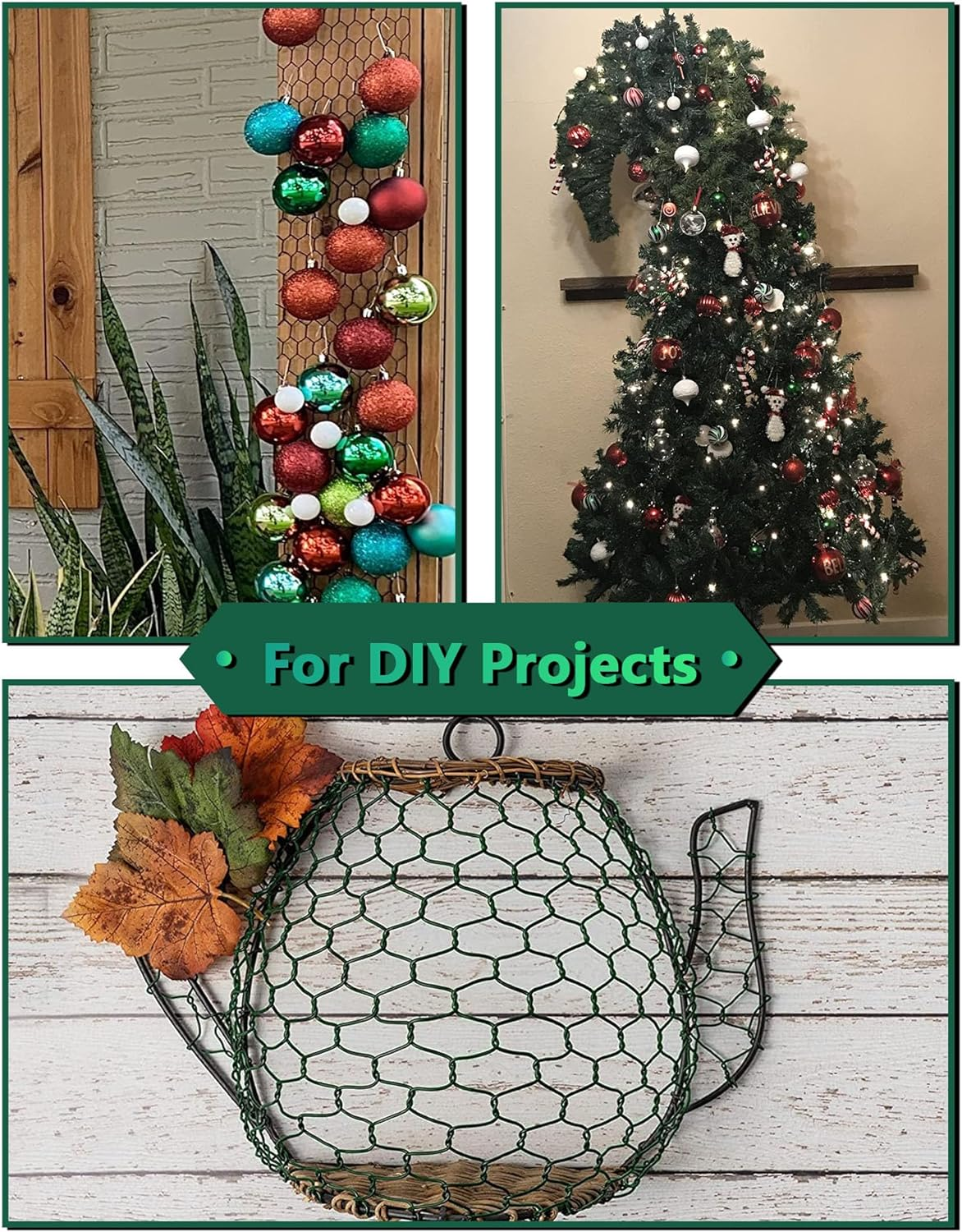 Chicken Wire Fencing,13.8X118 Inch Chicken Wire,19 Gauge PVC Coated Chicken Wire Mesh with 1" Fine Mesh,Hexagonal Galvanized Chicken Wire Fence,Floral Chicken Wire for Crafts Garden Poultry