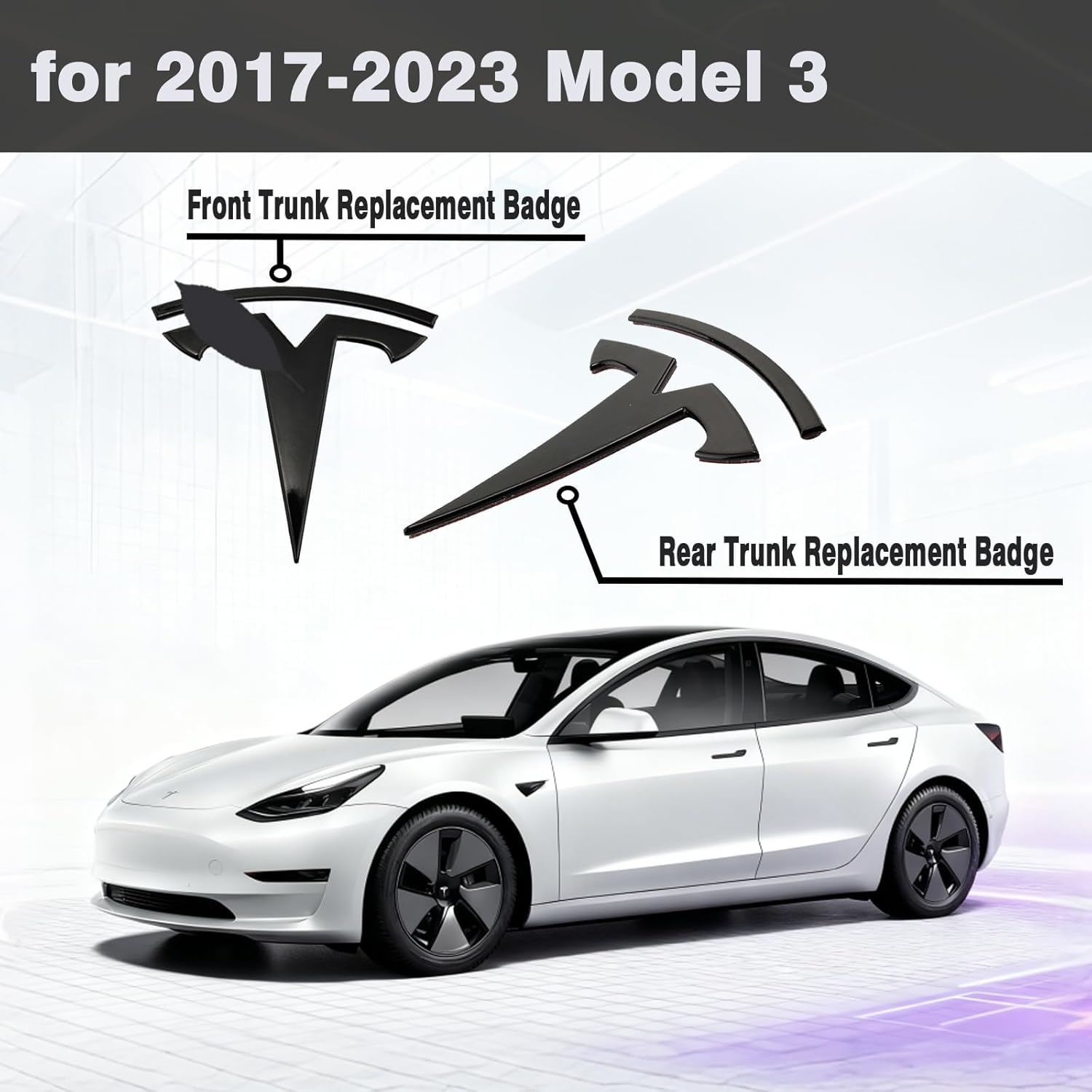 YHCDSEA Car Original Logo 3D Badge Metal Replacement Sticker for Tesla Model 3 Front Back Trunk T Logo Replace Emblem Stickers Accessories (Matt Black) image number 5