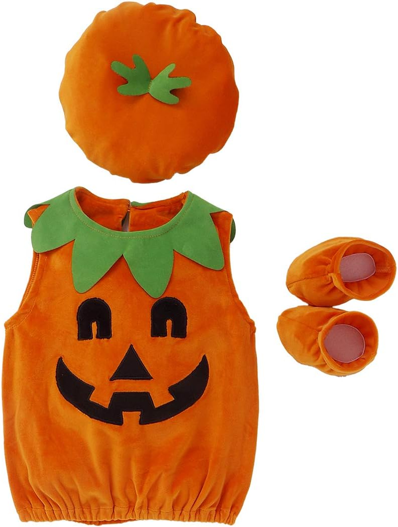 Newborn Toddler Baby Girl Boy Halloween Pumpkin Costumes Cute Hooded Romper Jumpsuit Outfit Clothes image number 4
