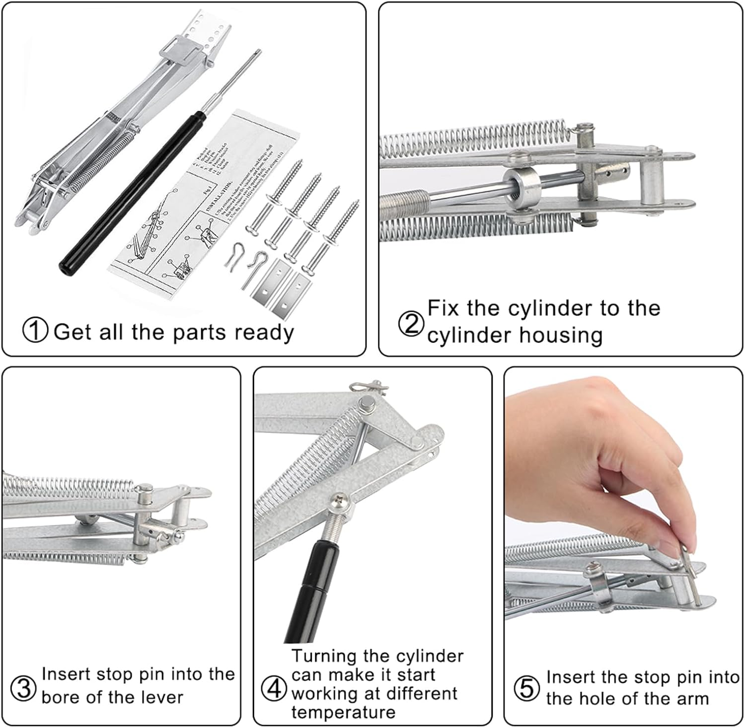 2 Pcs Automatic Greenhouse Window Opener Auto Vent Opener Roof Vent Opener Auto Vent Kit Solar Heat Sensitive Agriculture Gardening Tools and Supplies (Dual Spring Lifts 15 Lbs) image number 1