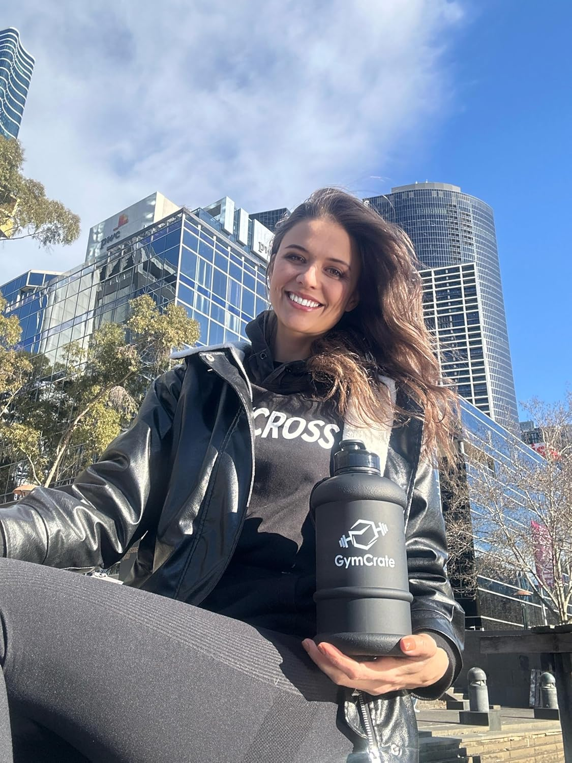 Gymcrate'S 1.3L Water Bottle - Large Capacity, Bpa-Free, Leak-Proof Sports Bottle with Secure Flip Lid & Carry Handle - Durable, Easy-To-Grip Design for Gym, Fitness, Outdoor, & All-Day Hydration