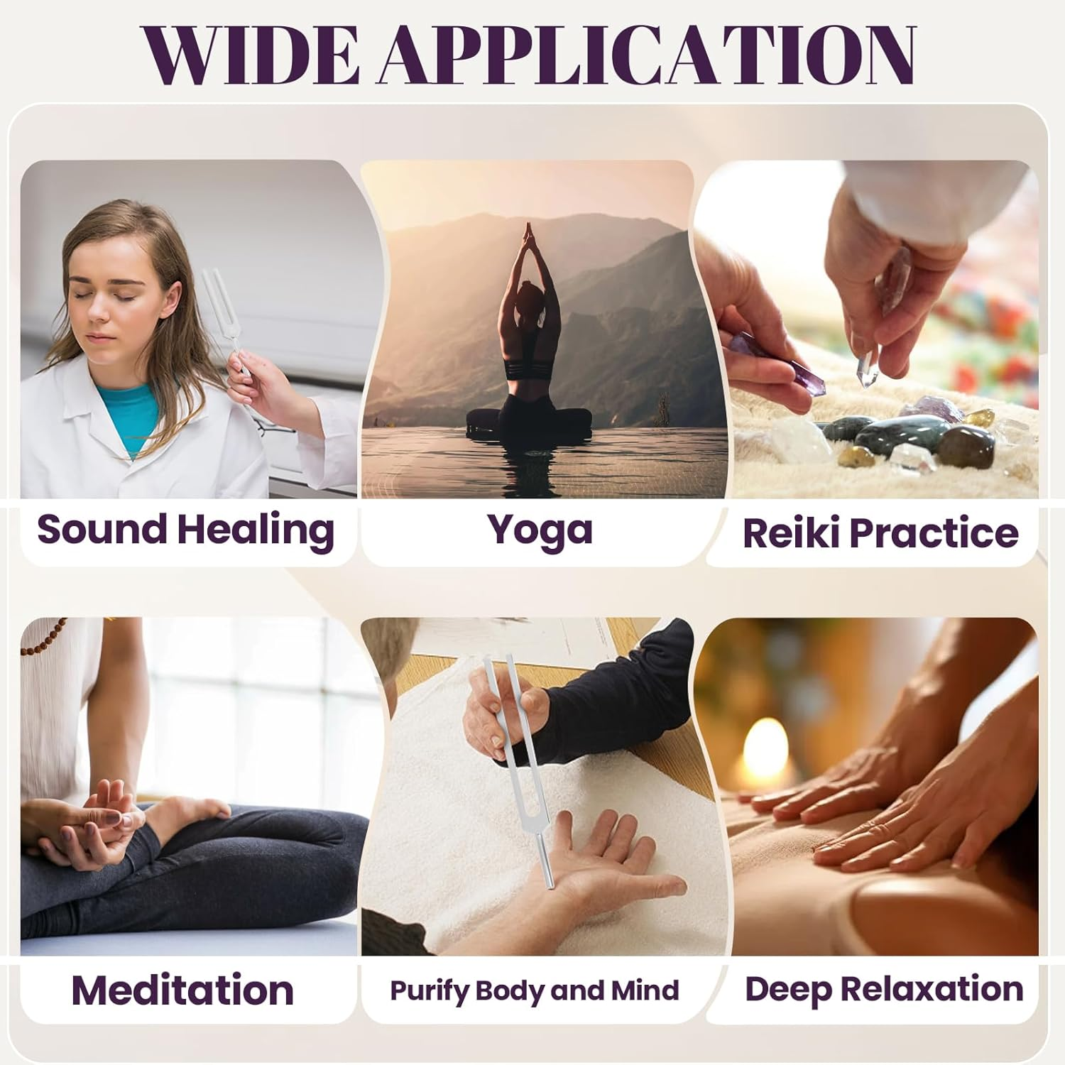 Solfeggio Tuning Forks for Healing, 10 Pcs Silver Unweighted Tuning Forks, Aluminum Alloy Material Tuning Fork Set with Exquisite Aluminum Box, Sound Healing Instruments for DNA Healing