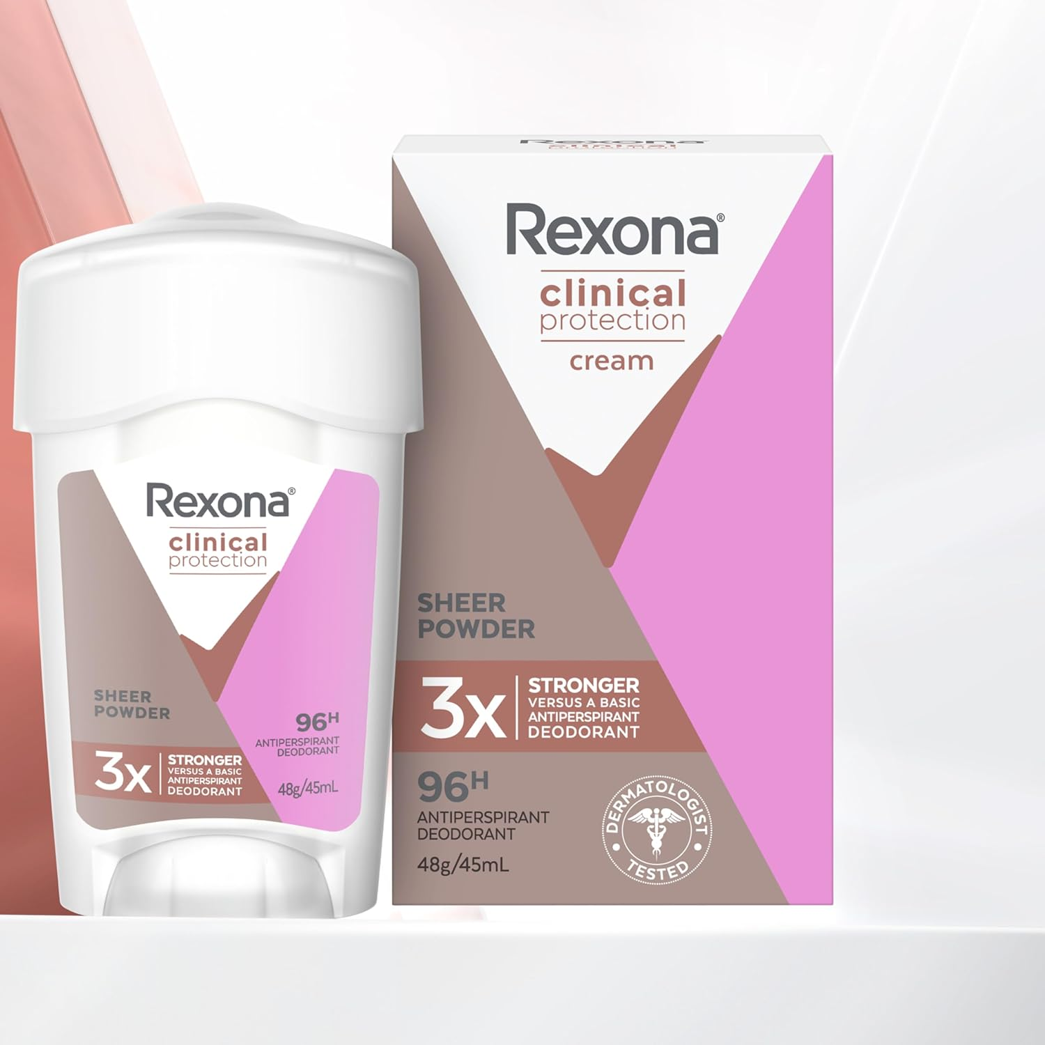 Rexona Women Clinical Antiperspirant Cream Stick Deodorant Sheer Powder, 45Ml, 96 Hour Protection image number 5