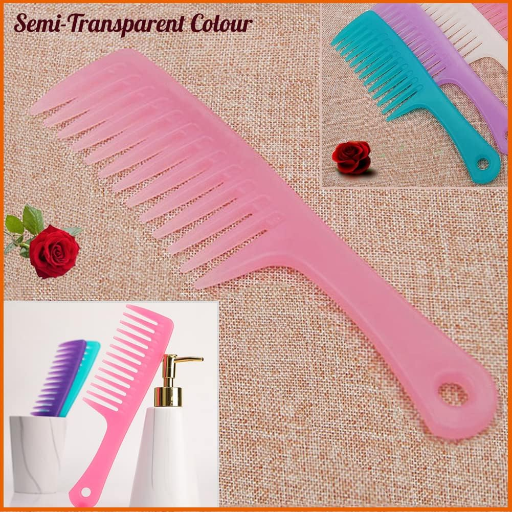 2 PCS Wide Tooth Comb, Detangling Comb, Shower Comb with Hook,Hair Comb Brush for Women Curly/Wet/Dry/Long/Thick Hair. (Pink) image number 6