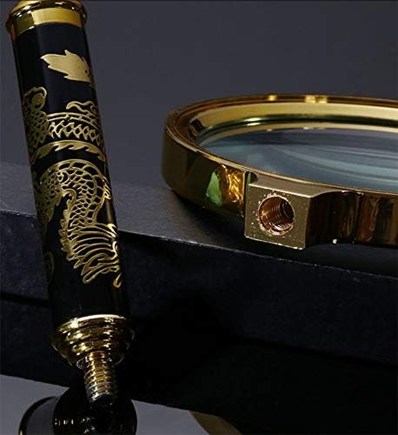 Magnifying Glass 6X + 8X Magnification Magnifier Handheld Magnifier for Science, Reading Book, Inspection. (6X Gold) image number 2