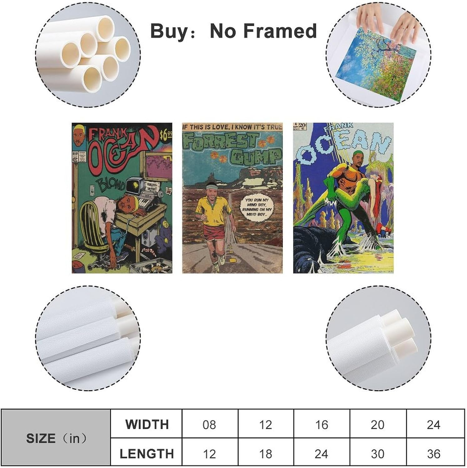 Frank Poster Ocean Cartoon Poster a Set of 3 Canvas Posters Room Aesthetic Festival Gift Family Bedroom Decor Wall Art Home16X24Inch(40X60Cm)-3Pcs Style image number 1