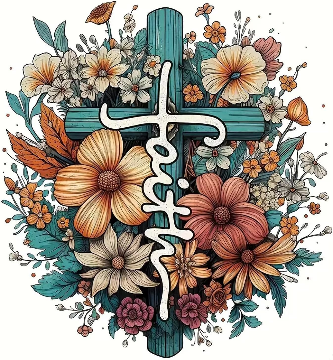 Diamond Painting Kits for Adults, Cross Full Drill round Diamond Art Diamond Dots Suitable Home Wall Decor Gem Art 14X14Inch