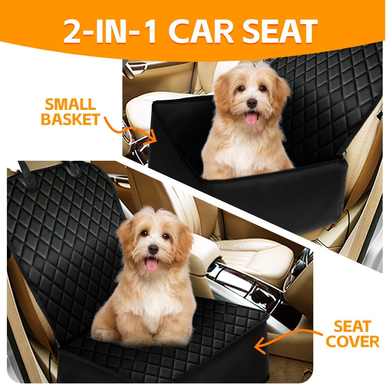 Dog Car Seat Cover, 45X58Cm Foldable Cover Vehicle Seat Protection, Dogs Cats Waterproof Pet Front Seat,Nonslip Pet Car Seat Protector Dog Seat Cover for Small and Medium Pets(Black) image number 4