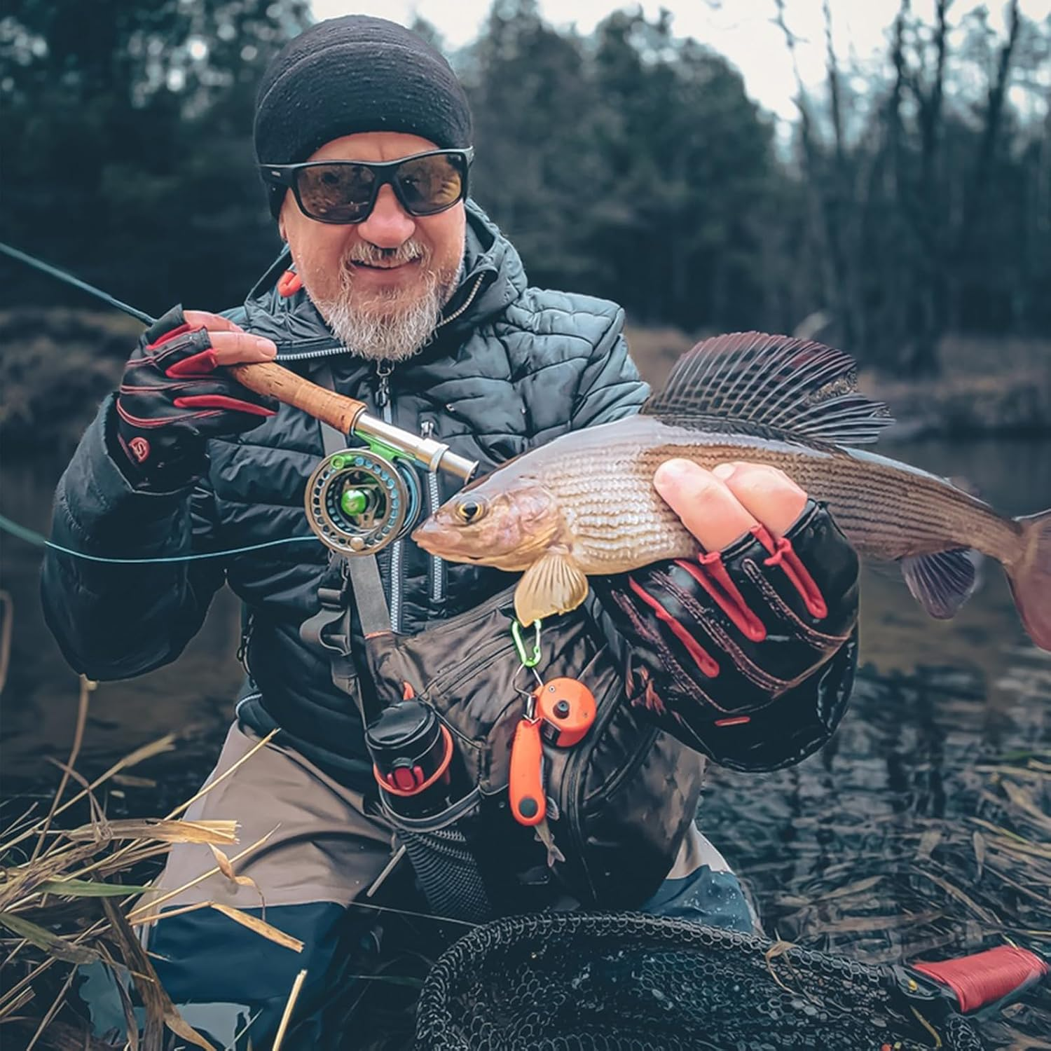 Raprance Breathable Stockingfoot Waist High Fishing Wading Pants Waders image number 5