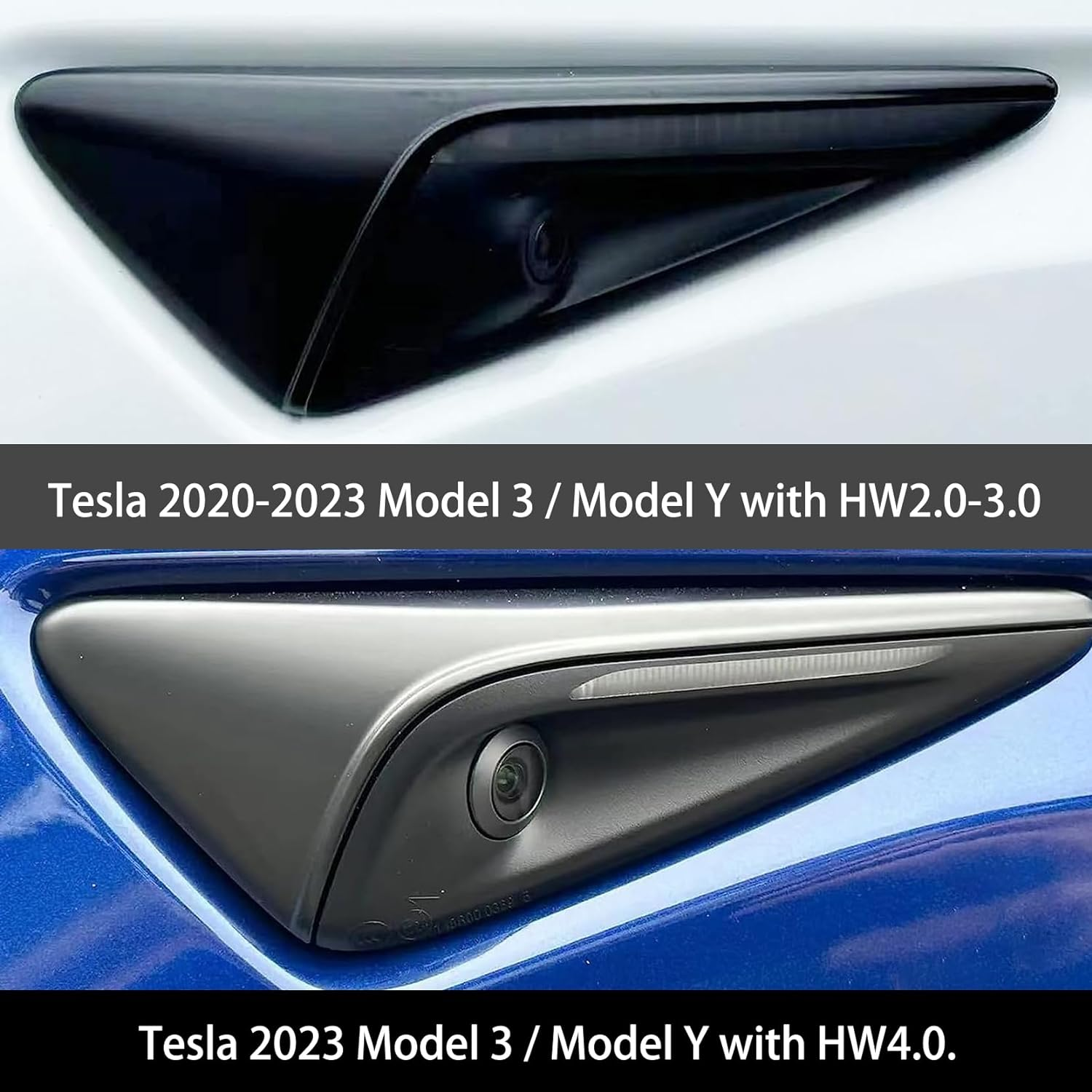 2 PCS Car Side Camera Protective Cover, Turn Signal Side Camera Indicator Light Decorative Sticker, Compatible with Tesla Model3/Y Protector Accessories (Carbon Fiber Black #Matte) image number 3