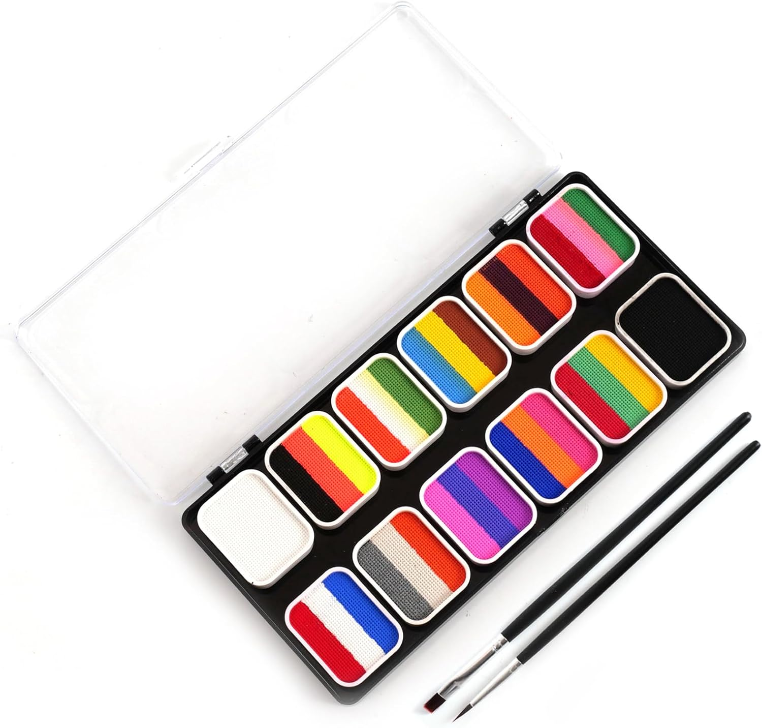 32 Colors Painting Kit Face Paints Washable Body Paint with 2 Brushes Art Makeup Palette image number 4