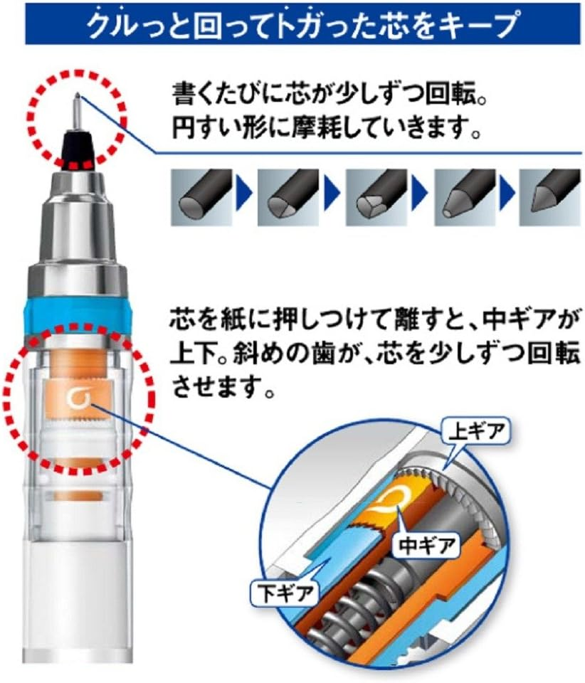 Mitsubishi Pencil Mechanical Pencil Kurutoga 0.5 Automatic Lead Rotation Mechanism, Navy M54501P.9 image number 5