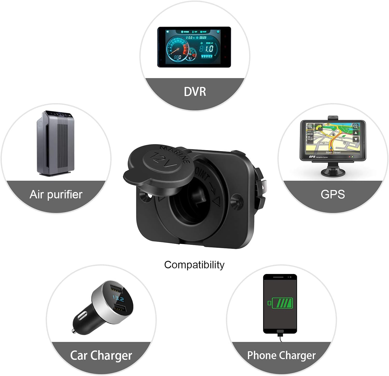 Cigarette Lighter Socket - Car Marine Motorcycle ATV RV Lighter Socket Power Outlet Socket Receptacle 12V Waterproof Plug(2 Pack) image number 4