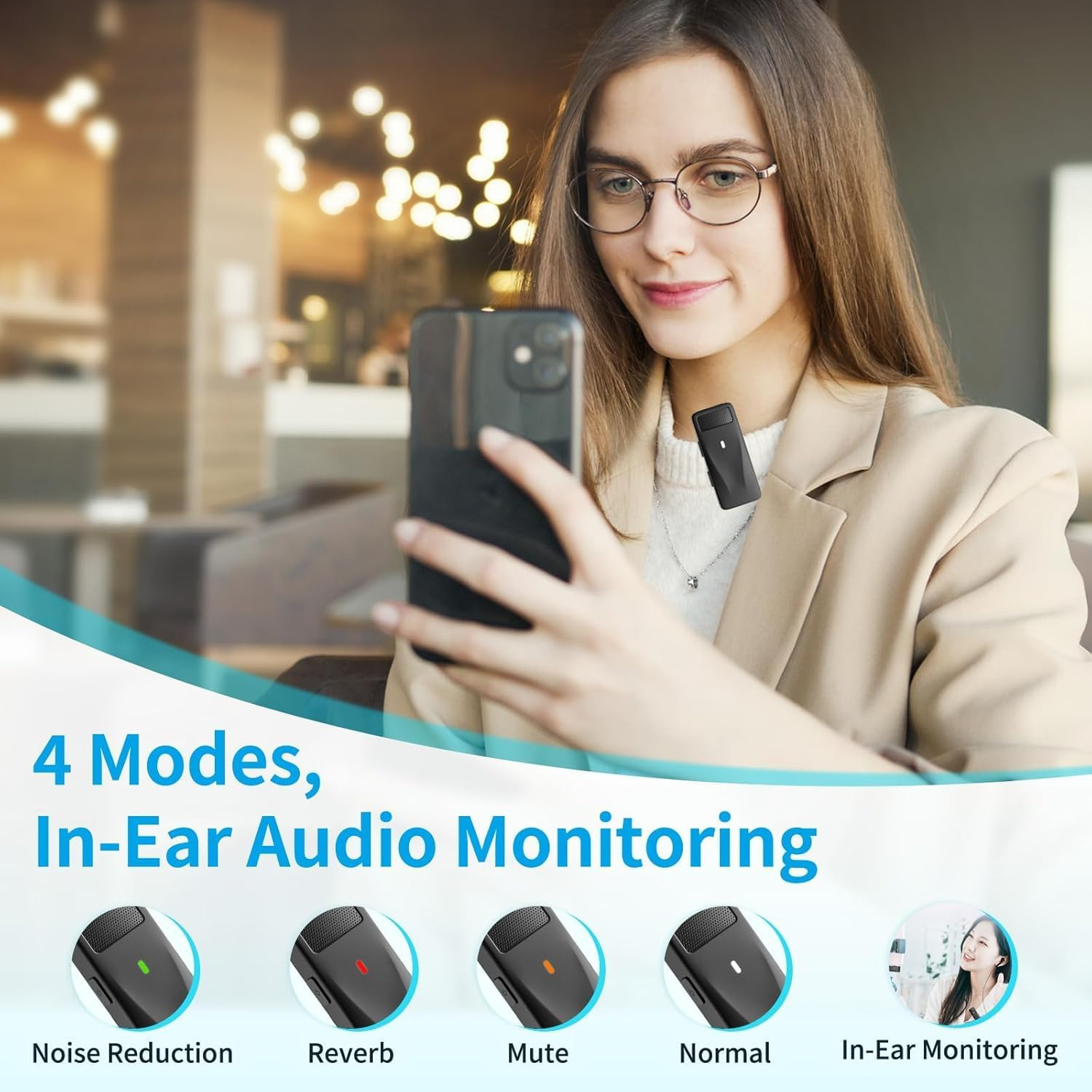 Mini Wireless Lapel Lavalier Microphone for Android, Iphone 15 16 Pro Max - 2 Pack, 32H Battery, Noise Canceling - USB C Microphone, Clip on Iphone Microphone for Video Recording image number 4