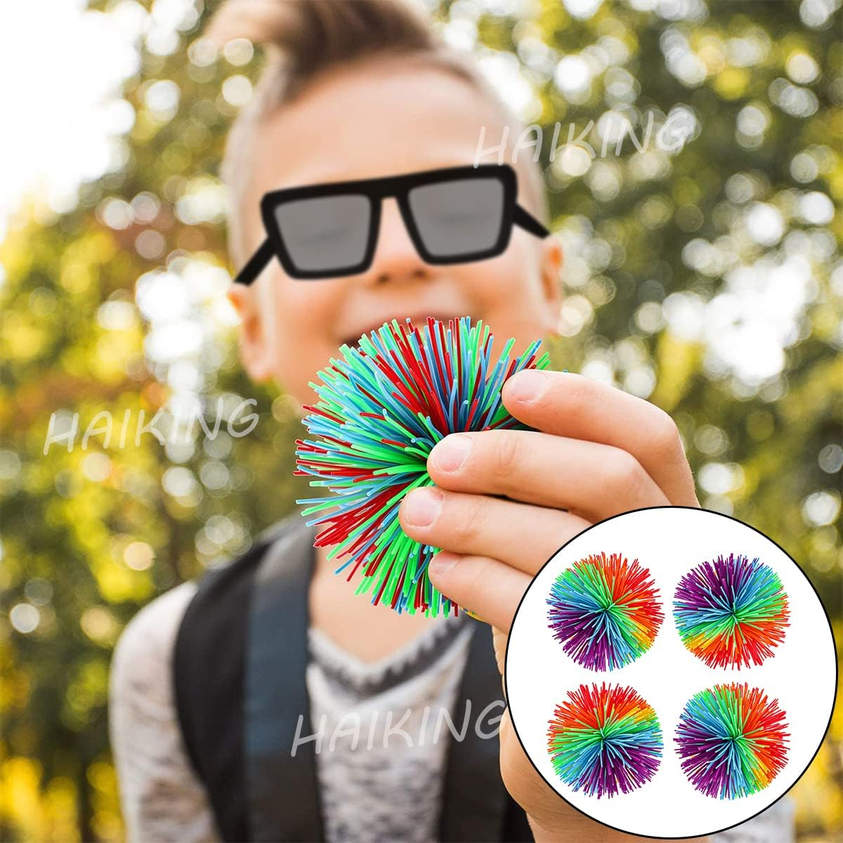 Color Stringy Balls, 4 Pcs Colorful Silicone Ball for Calming, Relaxing, Autism Children, Birthday Party Toy, Gift(7Cm/2.76In) image number 3