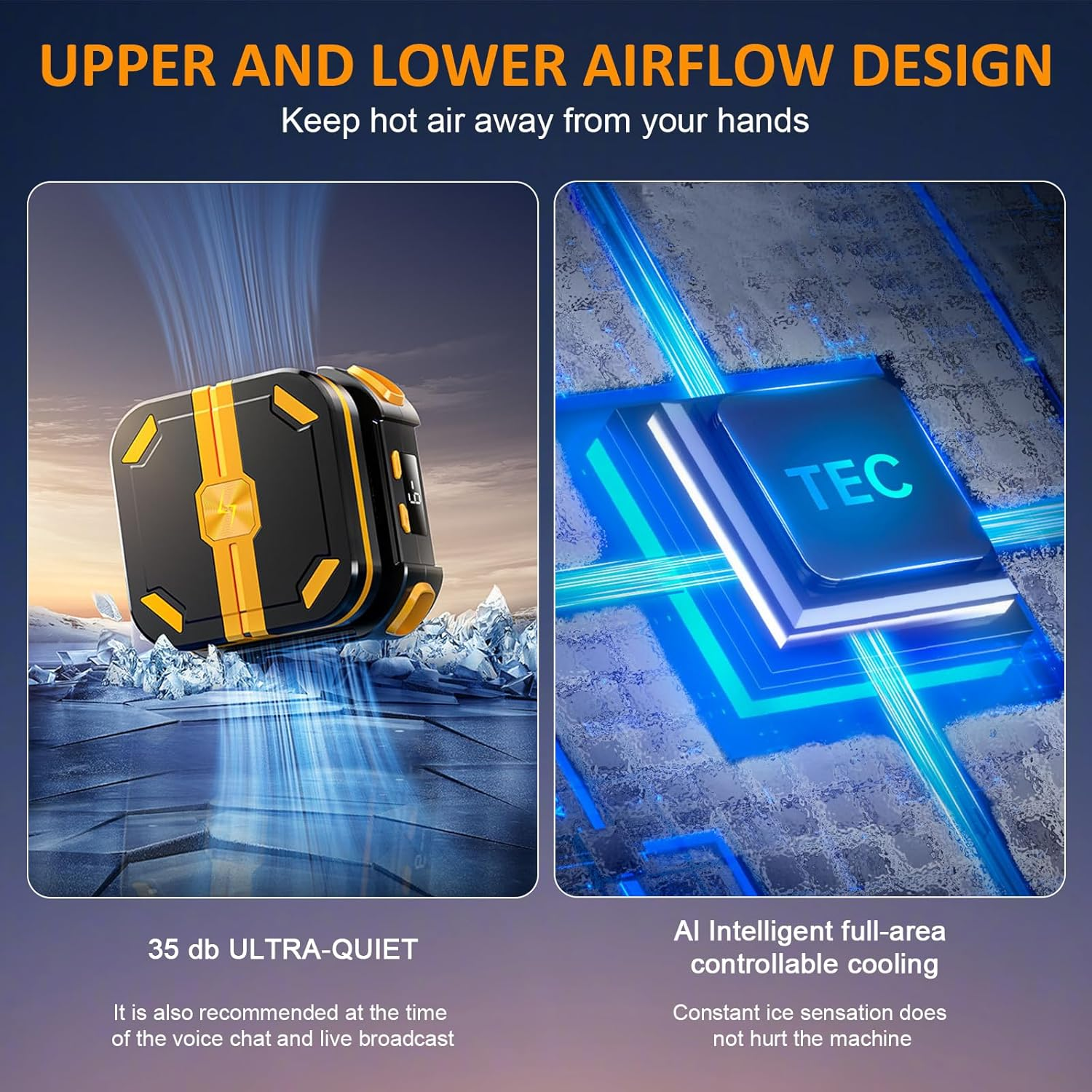 Magnetic Phone Cooler, 2000Mah Cordless Semiconductor Cooling Chip for Iphone/Android, Magnetic Phone Fan with 3-Stage TEC (-10&deg;C), No Cable Gaming Cooler, Silent Esports Accessory image number 1