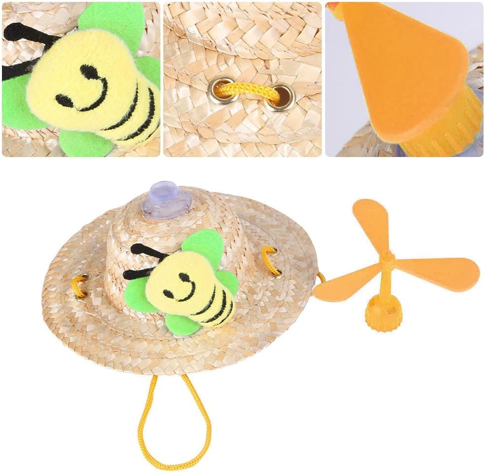3 Packs Dog Straw Sombrero Hat with Funny Propeller,Summer Pet Sun Cap,Party Halloween Hat Costume for Small Medium Large Dogs,Dog Hair Accessories (Style1, L) image number 2