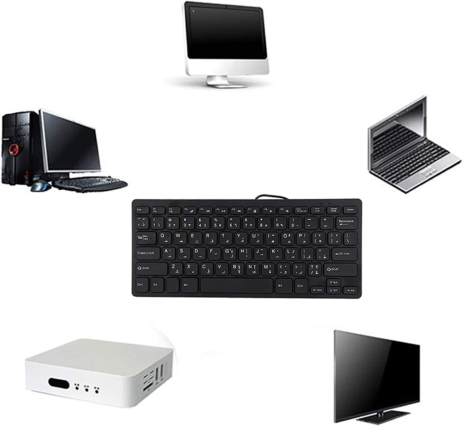 Arabic Keyboard, Keyboard Silent Black 78 Keys Ultra-Thin USB for Computer for Laptop image number 4